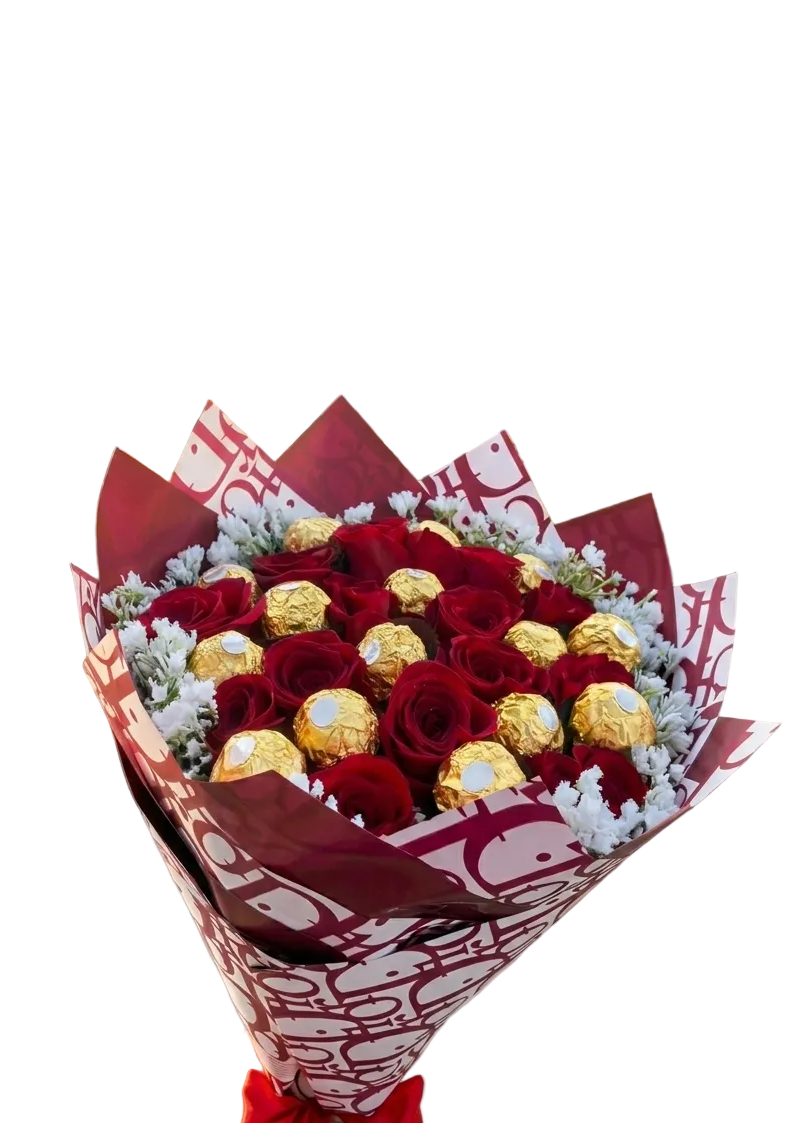 🌹 Ramo de Rosas Rojas con Chocolates Ferrero Rocher