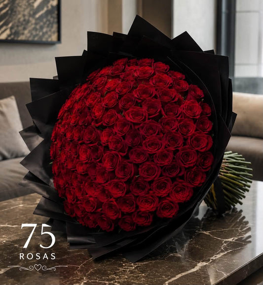 Ramo Buchón de 75 Rosas – Diseño Elegante y de Lujo