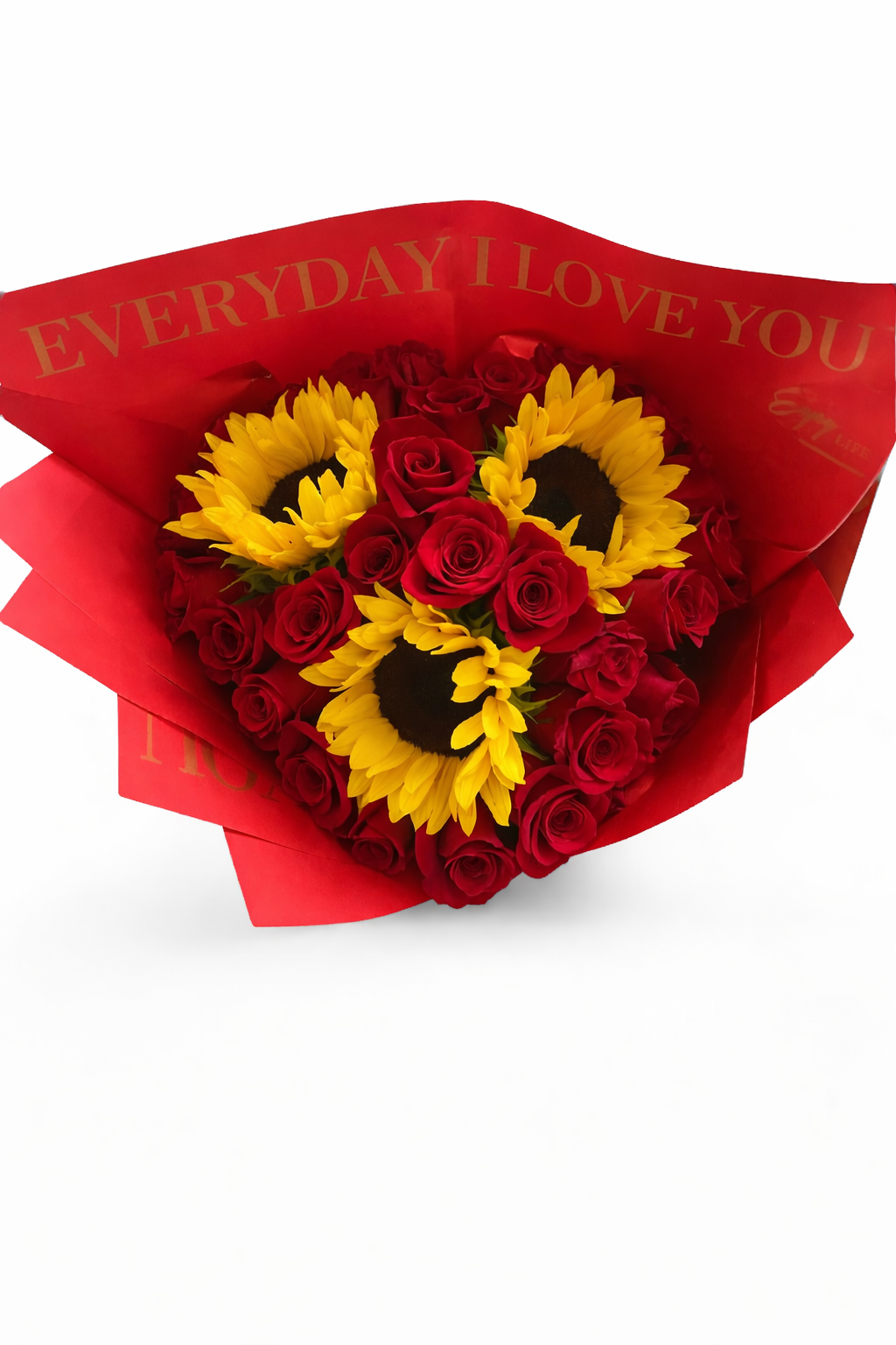 Rosas Rojas y Girasoles